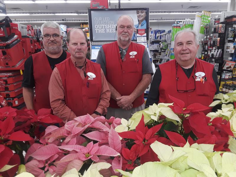 My four amigos at the Ace Hardware in Milton are (l-r) Dion Brooke, Ty Scherbinski, Wally Goff and Denny Rayne. JEFF SEEMANS PHOTOS